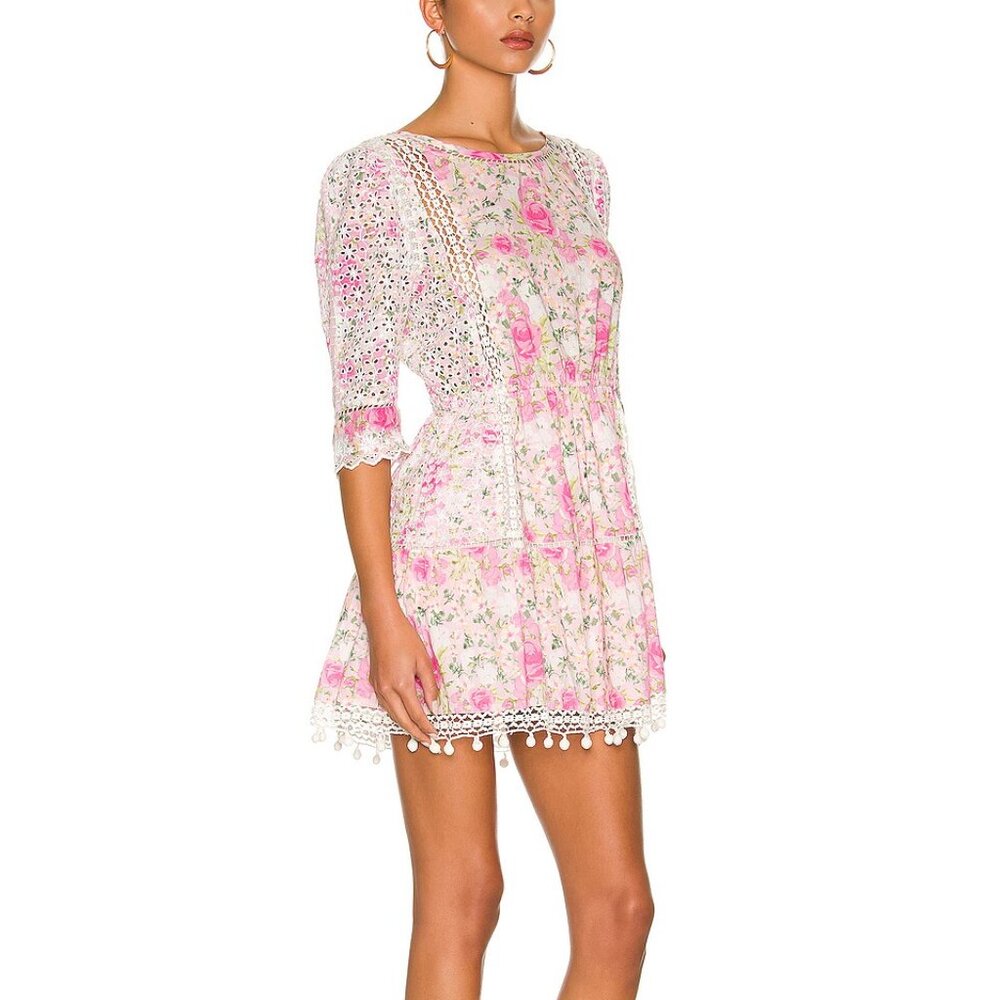LoveShackFancy Novalie Dress Magenta Flower Fields NWT - Picture 2 of 6